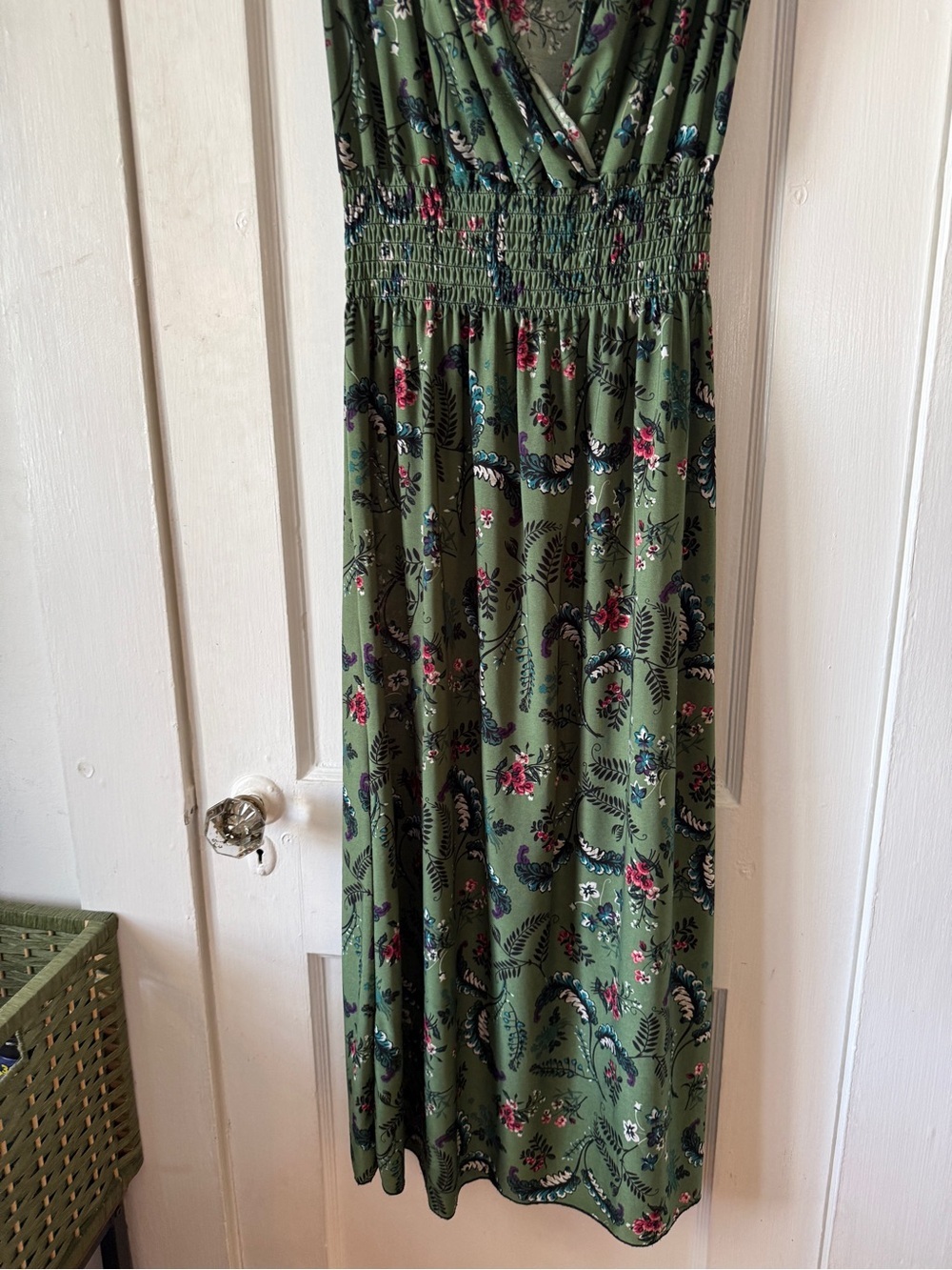 Sleeveless Green Floral V-Neck Maxi Dress FC size m-L - Picture 2 of 9